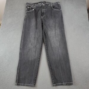Southpole Jeans Mens 44x32 Black Gray Denim Streetwear Faded Baggy Skate Y2K